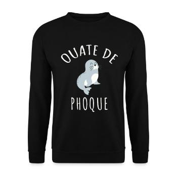 Ouate de Phoque Humour Français Jeu de Mots Rigolo - Sweat-shirt Unisexe - noir - Devant - Alina (178cm) & Michal (187cm)