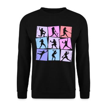 Baseballspielerin Baseball Damen Kinder Mädchen - Unisex Pullover - Schwarz - Vorne - Alina (178cm) & Michal (187cm)