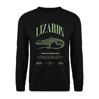 Cuban Knight Anole Reptile Keeper Lizard - Unisex Sweatshirt - black - Front - Alina (178cm) & Michal (187cm)