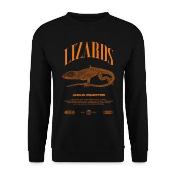 Cuban Knight Anole Reptile Keeper Lizard - Unisex Sweatshirt - black - Front - Alina (178cm) & Michal (187cm)