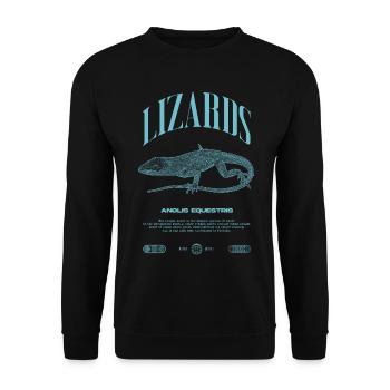 Cuban Knight Anole Reptile Keeper Lizard - Unisex Sweatshirt - black - Front - Alina (178cm) & Michal (187cm)