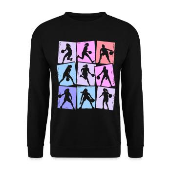 Basketballerin Basketball Mädchen Damen - Unisex Pullover - Schwarz - Vorne - Alina (178cm) & Michal (187cm)