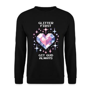 Glitter First, Skill Anyway | Girly Edge, Gaming - Unisex Sweatshirt - black - Front - Alina (178cm) & Michal (187cm)