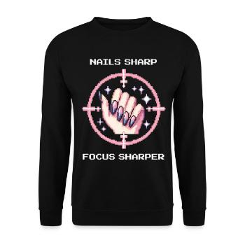 Des ongles acérés, une mise au point encore plus nette | Bord girly - Sweat-shirt Unisexe - noir - Devant - Alina (178cm) & Michal (187cm)