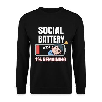 Social Battery 1% Rest - Unisex Sweatshirt - black - Front - Alina (178cm) & Michal (187cm)