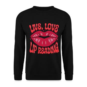 Deaf Deaf Hearing Impairment Lip Reading - Unisex Sweatshirt - black - Front - Alina (178cm) & Michal (187cm)