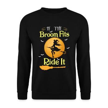 If the Broom Fits Ride It Witch Halloween Shirt - Unisex Sweatshirt - black - Front - Alina (178cm) & Michal (187cm)