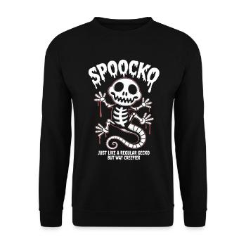 Spooky Skeleton Halloween - Unisex Pullover - Schwarz - Vorne - Alina (178cm) & Michal (187cm)