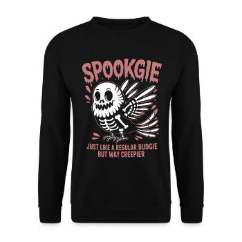 Haunted Budgie Skeleton Bird Budgie - Unisex Sweatshirt - black - Front - Alina (178cm) & Michal (187cm)