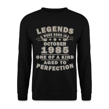 Oktober 1985 Geburtstagsgeschenk 1985 Oktober 1985 - Unisex Pullover - Schwarz - Vorne - Alina (178cm) & Michal (187cm)