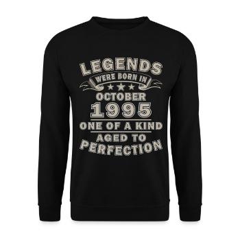 Oktober 1995 | Oktober 1995 Geburtstagsgeschenk - Unisex Pullover - Schwarz - Vorne - Alina (178cm) & Michal (187cm)