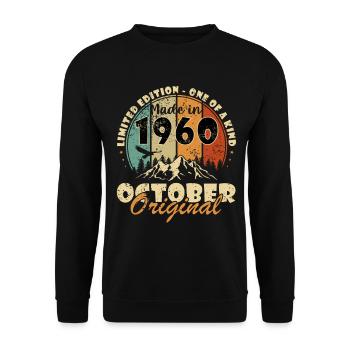 Octobre 1960 Rétro Anniversaire 1960 Octobre 1960 - Sweat-shirt Unisexe - noir - Devant - Alina (178cm) & Michal (187cm)