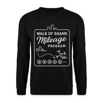 Walk Of Shame Mileage Program Humor - Unisex Pullover - Schwarz - Vorne - Alina (178cm) & Michal (187cm)