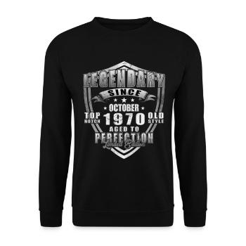 Octobre 1970 Vinatge Rétro Cadeau d’Anniversaire - Sweat-shirt Unisexe - noir - Devant - Alina (178cm) & Michal (187cm)