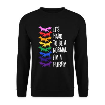 It's Hard To Be A Normal I'm A Furry - Unisex Pullover - Schwarz - Vorne - Alina (178cm) & Michal (187cm)
