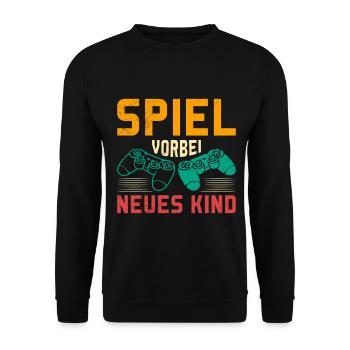 Zocker Papa SPIEL VORBEI NEUES KIND Lustiges - Unisex Pullover - Schwarz - Vorne - Alina (178cm) & Michal (187cm)
