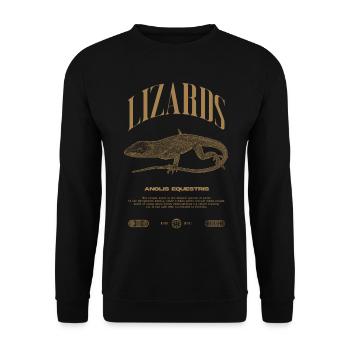 Cuban Knight Anole Reptile Keeper Lizard - Unisex Sweatshirt - black - Front - Alina (178cm) & Michal (187cm)