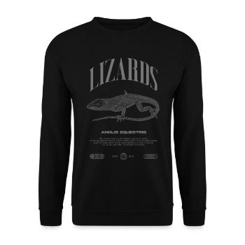 Cuban Knight Anole Reptile Keeper Lizard - Unisex Sweatshirt - black - Front - Alina (178cm) & Michal (187cm)