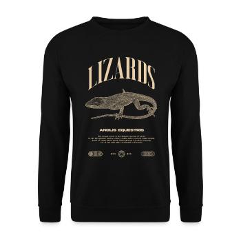 Cuban Knight Anole Reptile Keeper Lizard - Unisex Sweatshirt - black - Front - Alina (178cm) & Michal (187cm)
