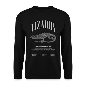 Cuban Knight Anole Reptile Keeper Lizard - Unisex Sweatshirt - black - Front - Alina (178cm) & Michal (187cm)