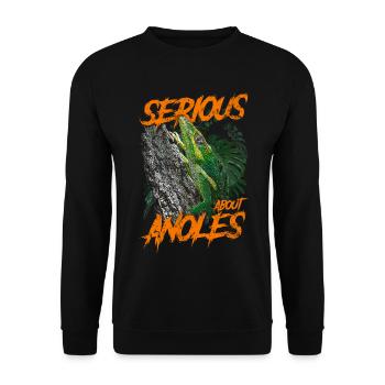 Ernsthaft über den kubanischen Ritter Anolis Reptilienhalter - Unisex Pullover - Schwarz - Vorne - Alina (178cm) & Michal (187cm)