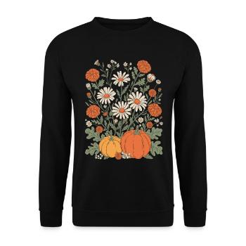 Autumnal Flowers And Pumpkins Illustration - Unisex Sweatshirt - black - Front - Alina (178cm) & Michal (187cm)