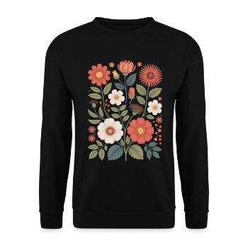 Botanical Flower Diversity Garden Meadow Nature - Unisex Sweatshirt - black - Front - Alina (178cm) & Michal (187cm)