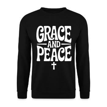 Grace And Peace Jesus Christian Faith - Unisex Sweatshirt - black - Front - Alina (178cm) & Michal (187cm)