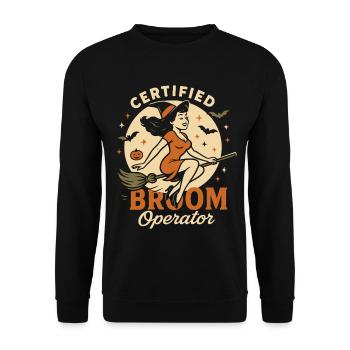 Costume d’Halloween de sorcière opérateur de balai certifié - Sweat-shirt Unisexe - noir - Devant - Alina (178cm) & Michal (187cm)