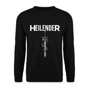 Heilender für den humorvollen Arzt oder Mediziner - Unisex Pullover - Schwarz - Vorne - Alina (178cm) & Michal (187cm)