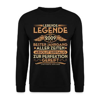 17th Birthday - Legend since 2009 Vintage - Unisex Sweatshirt - black - Front - Alina (178cm) & Michal (187cm)