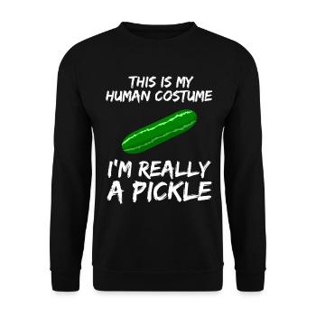 This Is My Human Costume Pickle Halloween - Unisex Sweatshirt - black - Front - Alina (178cm) & Michal (187cm)