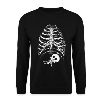 Skelett Baby Brustkorb Halloween Schwangerschaft - Unisex Pullover - Schwarz - Vorne - Alina (178cm) & Michal (187cm)