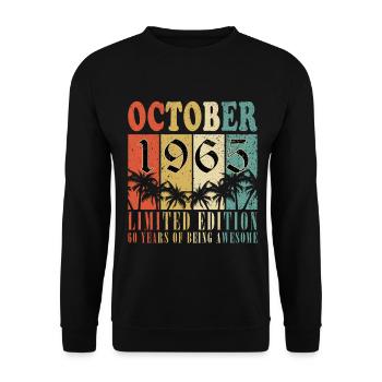 60th Birthday - Vintage - October 1965 - Unisex Sweatshirt - black - Front - Alina (178cm) & Michal (187cm)