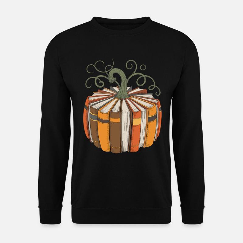 Bücherkürbis für Leseratten Kürbis Bücher - Unisex Pullover - Schwarz