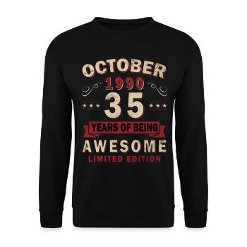 Cadeau 35ème anniversaire Voiture Ancienne Octobre 1990 - Sweat-shirt Unisexe - noir - Devant - Alina (178cm) & Michal (187cm)