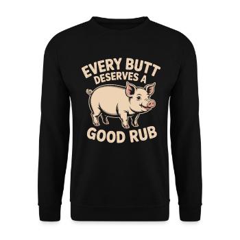 Grill Lustig Schwein - Unisex Pullover - Schwarz - Vorne - Alina (178cm) & Michal (187cm)