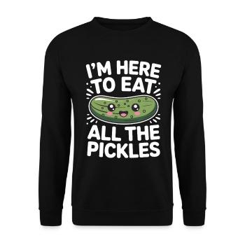 Concombre Kawaii ici pour manger tous les cornichons - Sweat-shirt Unisexe - noir - Devant - Alina (178cm) & Michal (187cm)