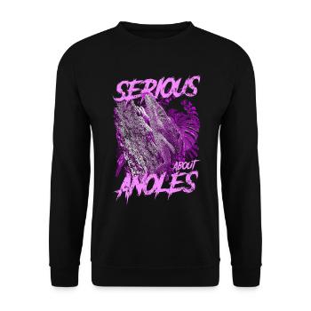 Ernsthaft über den kubanischen Ritter Anolis Reptilienhalter - Unisex Pullover - Schwarz - Vorne - Alina (178cm) & Michal (187cm)