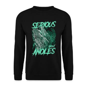 Ernsthaft über den kubanischen Ritter Anolis Reptilienhalter - Unisex Pullover - Schwarz - Vorne - Alina (178cm) & Michal (187cm)