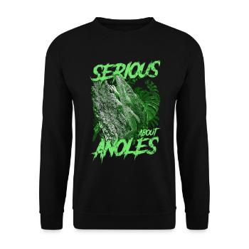 Ernsthaft über den kubanischen Ritter Anolis Reptilienhalter - Unisex Pullover - Schwarz - Vorne - Alina (178cm) & Michal (187cm)