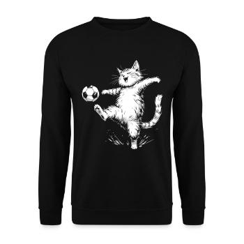 football, footballeur, joueur de football, chat - Sweat-shirt Unisexe - noir - Devant - Alina (178cm) & Michal (187cm)
