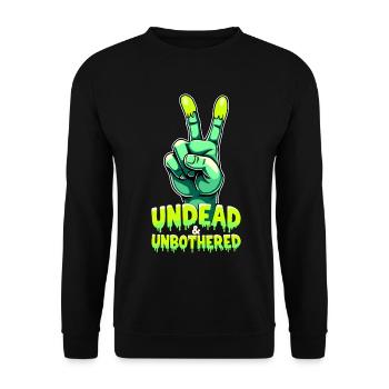Undead and Unbothered Peace-Zeichen Zombie - Unisex Pullover - Schwarz - Vorne - Alina (178cm) & Michal (187cm)