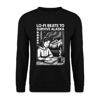 Lo-Fi Beats Alaska - Unisex Sweatshirt - black - Front - Alina (178cm) & Michal (187cm)