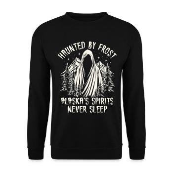 Frostgespenster über Alaskas Gipfel - Unisex Pullover - Schwarz - Vorne - Alina (178cm) & Michal (187cm)