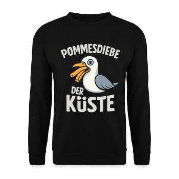 Voleurs de frites Pélican côtier - Sweat-shirt Unisexe - noir - Devant - Alina (178cm) & Michal (187cm)