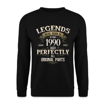 35th Birthday Legend October 1990 - Unisex Sweatshirt - black - Front - Alina (178cm) & Michal (187cm)
