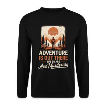 Adventure Out There in Retro Wilderness - Unisex Sweatshirt - black - Front - Alina (178cm) & Michal (187cm)