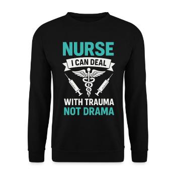 Infirmière : un traumatisme plutôt qu’un drame - Sweat-shirt Unisexe - noir - Devant - Alina (178cm) & Michal (187cm)