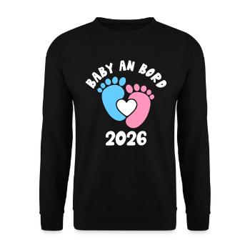 Future maman BÉBÉ À BORD 2026 Drôle - Sweat-shirt Unisexe - noir - Devant - Alina (178cm) & Michal (187cm)